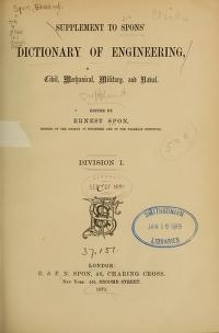 Cover of- Supplement to Spons ̓dictionary of engineering, civil, mechanical, military, and naval