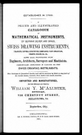 Cover of Priced and illustrated catalogue of mathematical instruments...Swiss drawing instruments, transits, levels...