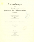 Cover of Abhandlungen der Königlichen Akademie der Wissenschaften in Berlin