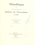 Cover of Abhandlungen der Königlichen Akademie der Wissenschaften in Berlin