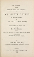Cover of An account of some remarkable applications of the electric fluid to the useful arts, by Mr.