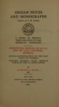 Cover of Additional mounds of Duval and of Clay counties, Florida