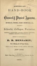 Cover of American hand-book of chemical and physical apparatus, minerals, fossils, rare chemicals, etc., for the use of schools, colleges, factories etc
