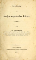 Cover of Anleitung zur Analyse organischer Körper
