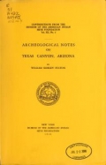 Cover of Archeological notes on Texas Canyon, Arizona 