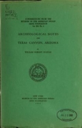Cover of Archeological notes on Texas Canyon, Arizona