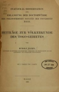 Cover of Beiträge zur Völkerkunde des Togo-Gebietes