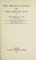 Cover of The Belgian Congo and the Berlin act