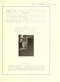 Cover of Brick architecture of the colonial period in Maryland & Virginia