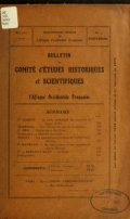 Cover of Bulletin du Comité d'études historiques et scientifiques de l'Afrique occidentale française