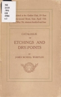 Cover of Catalogue of etchings and dry-points by James McNeill Whistler
