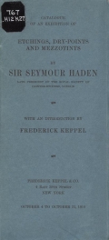 Cover of Catalogue of an exhibition of etchings, dry-points and mezzotints by Sir Seymour Haden