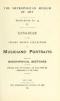 Cover of Catalogue of the Crosby Brown collection of musicians' portraits