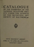 Cover of Catalogue of the exhibition of the National Sculpture Society under the auspices of the Municipal Art Society of Baltimore