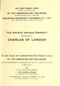 Cover of Catalogue of the Extensive and Exceedingly Valuable Artistic Property