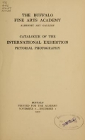 Cover of Catalogue of the international exhibition, pictorial photography 