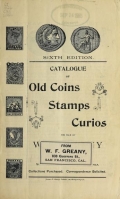 Cover of Catalogue of old coins, stamps, curios