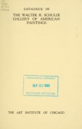 Cover of Catalogue of the Walter H. Schulze gallery of American paintings