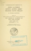 Cover of Commemorative tributes to John La Farge, Edwin Austin Abbey, Francis Davis Millet