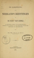 Cover of De oorsprong van Neerland's bezittingen op de kust van Guinea