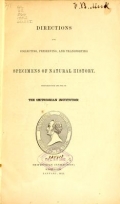 Cover of Directions for collecting, preserving and transporting specimens of natural history