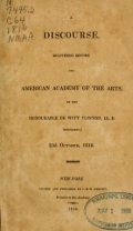 Cover of A discourse delivered before the American Academy of the Arts