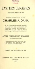 Cover of Eastern ceramics and other objects of art