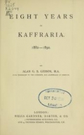 Cover of Eight years in Kaffraria, 1882-1890