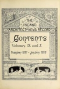 Cover of The Inland architect and news record v. 9-10 Feb 1887-Jan 1888