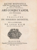Cover of Jacobi Bernoulli profess. basil. & utriusque societ. ... Ars conjectandi, opus posthumum