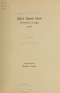 Cover of Jekyl island club, Brunswick, Georgia, 1916