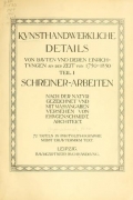 Cover of Kunsthandwerkliche Details von Bavten vnd deren Einrichtvngen avs der Zeit von 1750-1850 