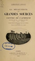 Cover of La découverte des grandes sources du centre de l'Afrique