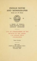 Cover of List of publications of the Museum of the American Indian, Heye Foundation