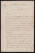 Cover of Louis Pasteur letter to Edmond Terrel des Chênes, dated Ecole normale supérieure, Université de France, Paris, 19 October 1865