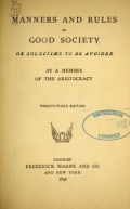 Cover of Manners and rules of good society