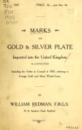 Cover of Marks on gold & silver plate imported into the United Kingdom