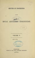 Cover of Minutes of proceedings of the Royal Artillery Institution v.5 (1866-1867)