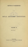 Cover of Minutes of proceedings of the Royal Artillery Institution