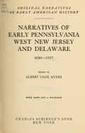 Cover of Narratives of early Pennsylvania, West New Jersey and Delaware, 1630-1707