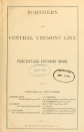Cover of Northern and Central Vermont Line percentage division book