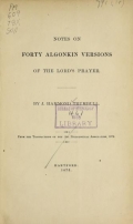 Cover of Notes on forty Algonkin versions of the Lord's prayer
