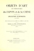 Cover of Objects d'art et peintures du Japon et de la Chine provenant de la collection Suminokura de kioto