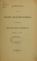 Cover of Opening of the Atlantic and Pacific Railroad