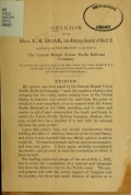 Cover of Opinion relating to and confirmatory of the right of the Central Branch Union Pacific Railroad Company