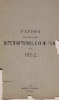 Cover of Papers relating to the international exhibition, of 1892
