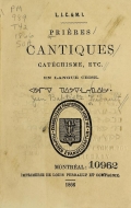 Cover of Prières cantiques catéchisme, etc. en langue crise
