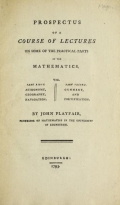 Cover of Prospectus of a course of lectures on some of the practical parts of the mathematics