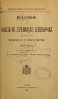 Cover of Relatorio da viagem de exploração geographica no districto de Benguella e Novo Redondo, 1898-1899