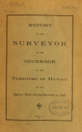 Cover of Report of the Surveyor to the governor of the Territory of Hawaii for the year ending